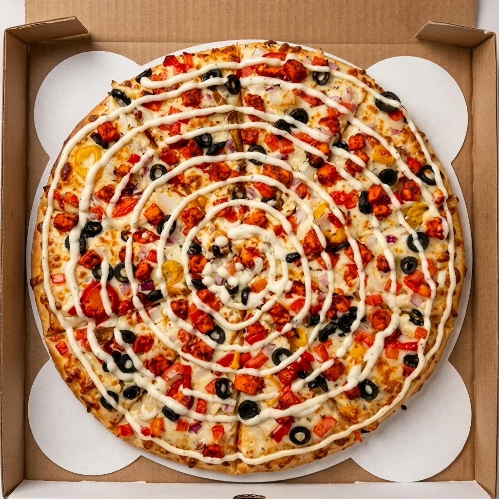 Paneer shawarma pizza loaded with spiced paneer and fresh toppings at Lava Pizza YYC Calgary