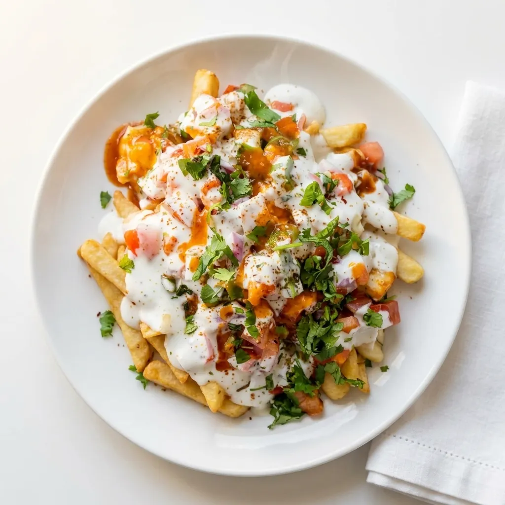 Shahi Fries at Lava Pizza YYC Calgary — signature Lava Special loaded fries with house toppings and sauces